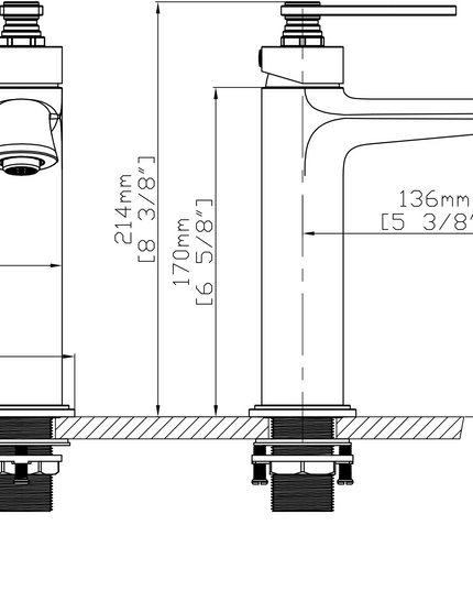 Baterie lavoar baie cu bază și mâner în trepte – B1006A 01