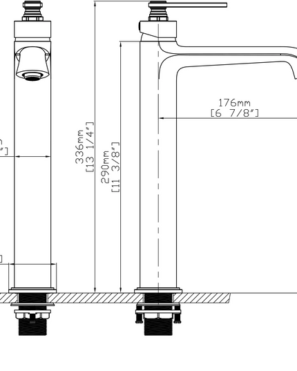 Baterie înaltă lavoar baie bronz satinat – Mâner clasic în trepte | B1006A 02