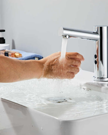 Baterie lavoar cu senzor, Flow Effect, design modern, din alamă, Crom