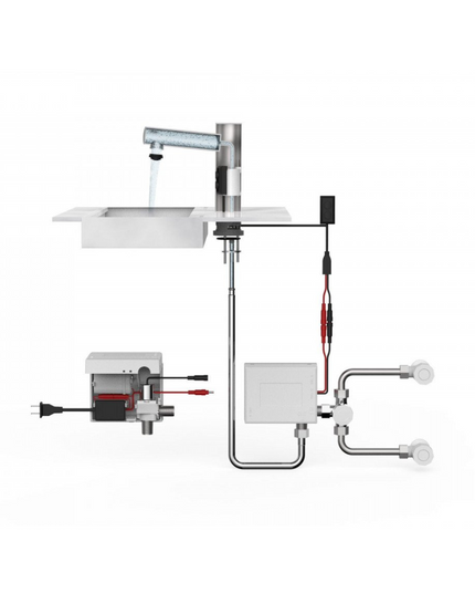 Baterie lavoar cu senzor, Flow Effect, design modern, din alamă, Crom