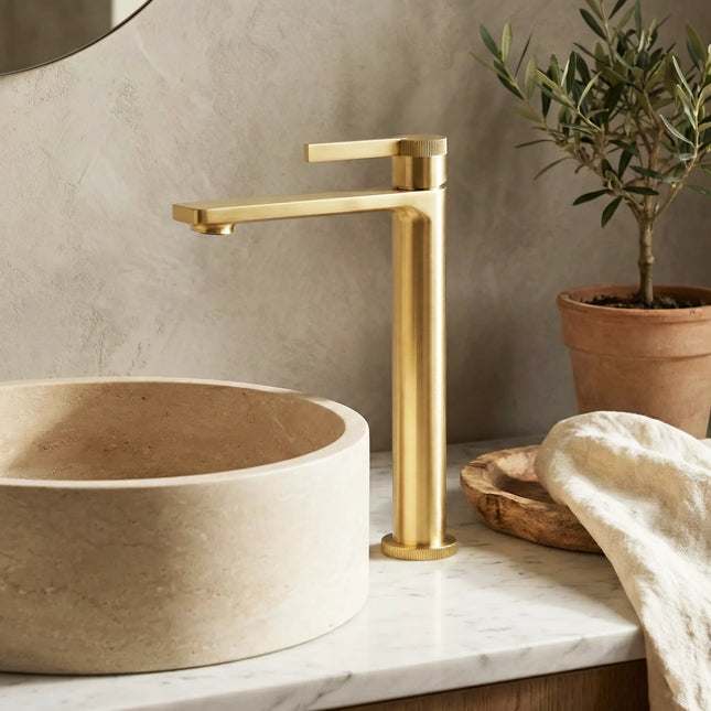 Baterie lavoar – Colecția Rical – Înaltă –Auriu periat