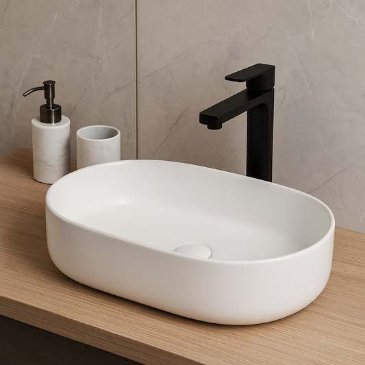 Lavoar oval ceramic alb A509 – design minimalist