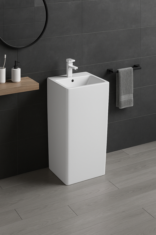 Lavoar freestanding H15 alb – design pătrat minimalist