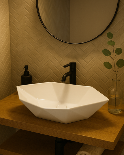 Lavoar ceramic alb design geometric  - A479