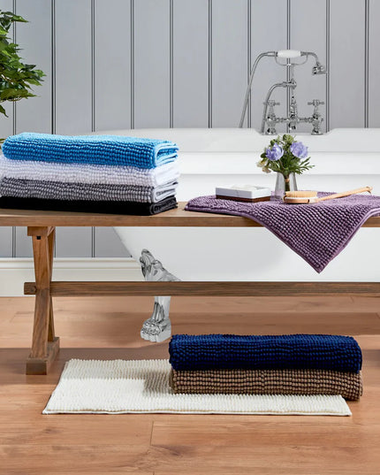 Covoraș baie din chenilia fină, strat antiderapant, 45×70 cm, Gri