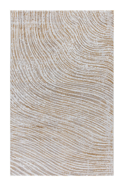 Covor Lusso Cream Gold – Model Premium cu Textură Valuri Aurii