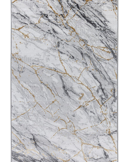 Covor San Marco Grey Antracit – Design Marmură Luxos cu Accente Aurii