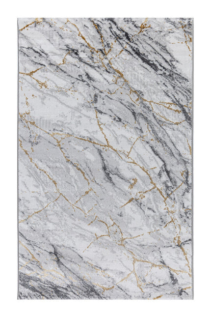 Covor San Marco Grey Antracit – Design Marmură Luxos cu Accente Aurii