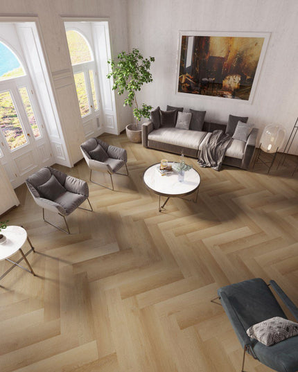 Parchet SPC Herringbone Cream Oak 103 – 625x127x6,5 mm