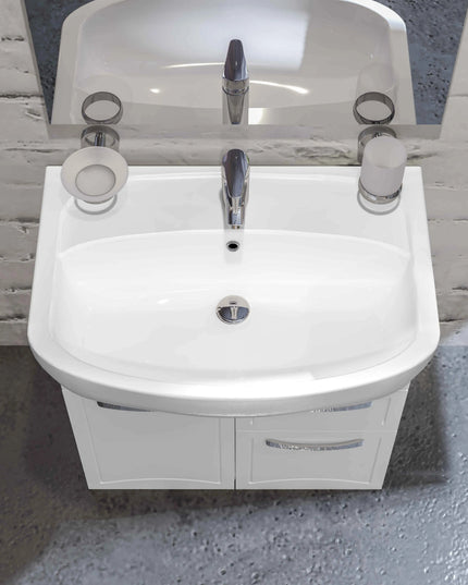 Mobilier de baie pe pardoseală cu sertar Decor, Alb