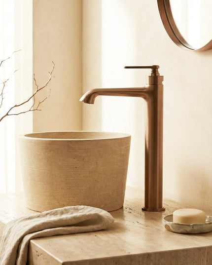 Baterie lavoar înaltă – Model Elyra – Rose gold periat