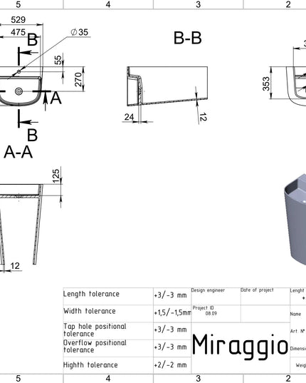 Lavoar freestanding Halifax, Miraggio