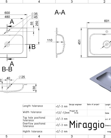 Lavoar pe blat Della 600, Miraggio