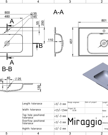 Lavoar pe blat Della 800, Miraggio
