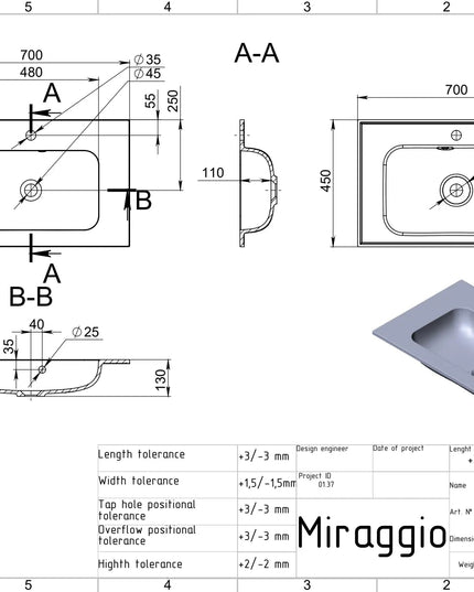 Lavoar pe blat Della 700, Miraggio