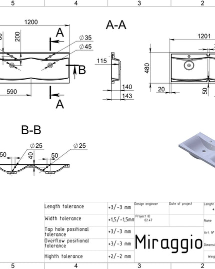 Lavoar pe blat Santa 1200, Miraggio