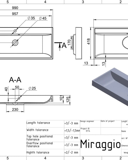 Lavoar pe blat Varna 1000, Miraggio