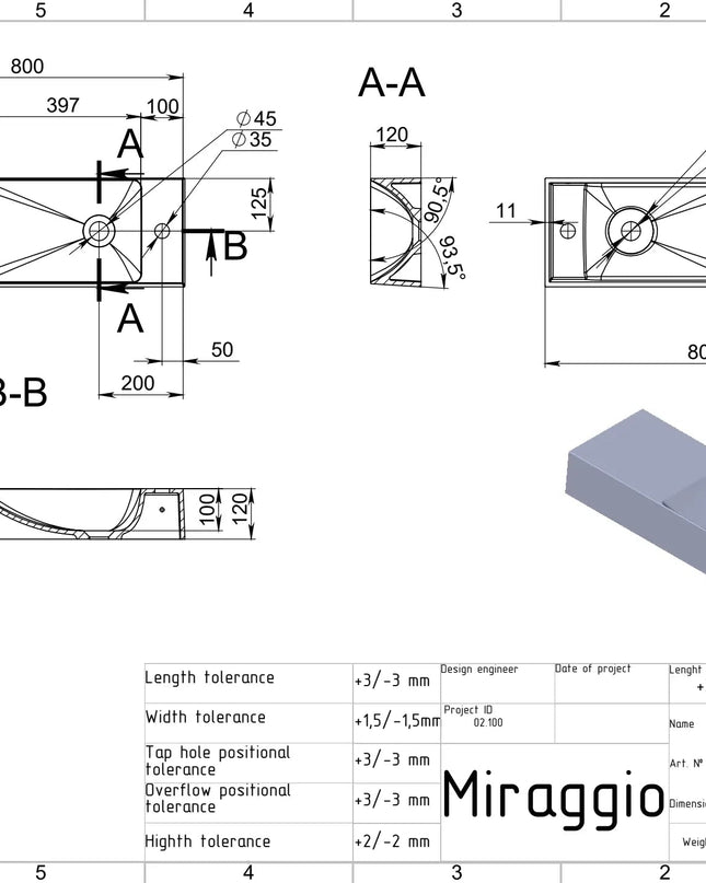 Lavoar suspendat Shanghai R, Miraggio