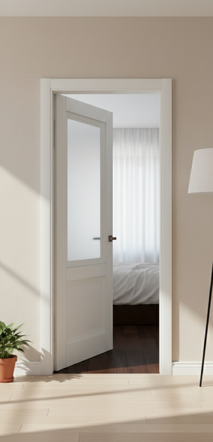Ușă de interior ML-717 – Eleganță clasică cu sticlă satinată