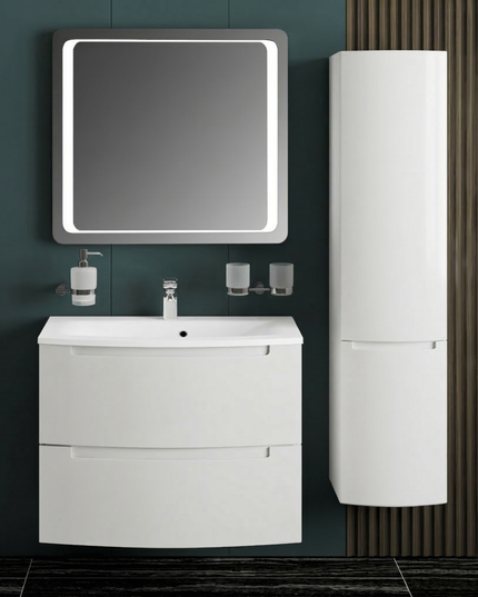 Mască baie suspendată Headway cu lavoar ceramic – Alb lucios