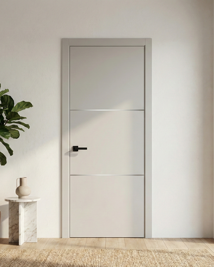 Ușă de interior PL-23 – design modern cu linii orizontale metalice