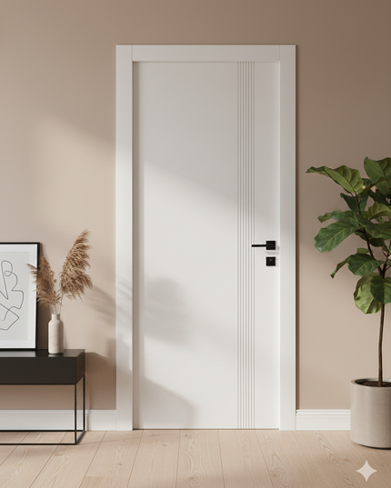 Ușă de interior albă JY-003 cu toc reglabil – stil modern minimalist, complet echipată, livrare rapidă