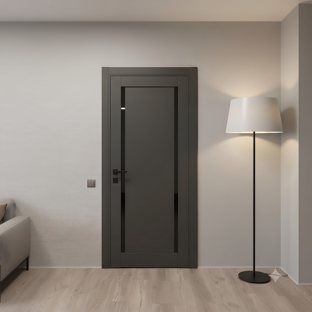 Ușă de interior antracit ML-62 cu două benzi de sticlă neagră