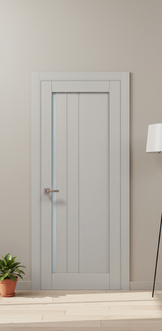 Ușă de interior ML-611 cu riflaj vertical și sticlă – stil premium
