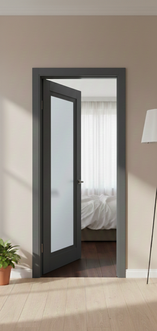 Ușă de interior ML-715 – Cu sticlă satinată centrală, elegantă și luminoasă