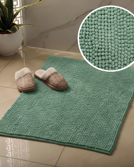 Covoraș baie din chenilia fină, strat antiderapant, 45×70 cm, Verde menta