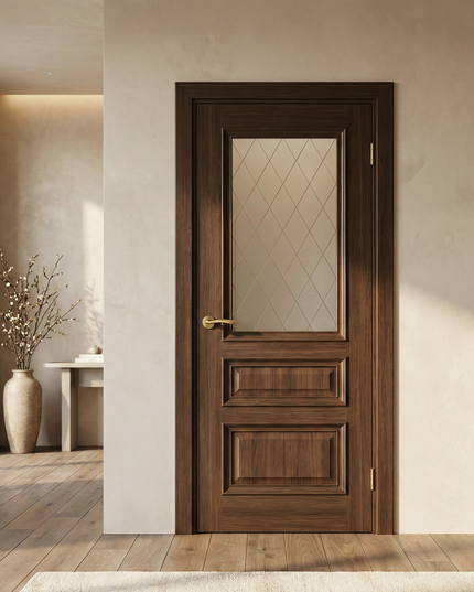 Ușă interior San Marco European Chestnut cu sticlă