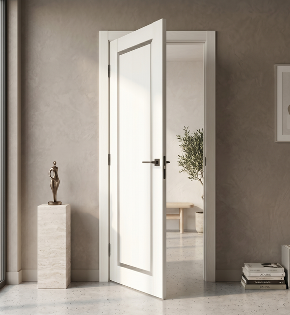 Ușă interior Astrid White Silk Mat – cu sticlă mată