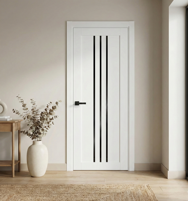 Ușă de interior T-06-design cu inserții verticale din sticlă