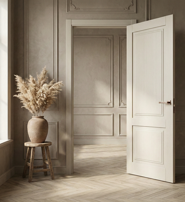 Ușă de interior ML-10 cu două panouri frezate, design clasic elegant