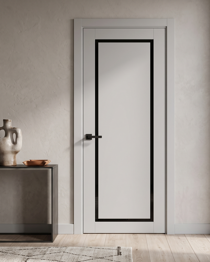 Ușă de interior T-18 cu chenar din sticlă, design modern elegant