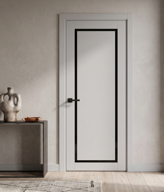 Ușă de interior T-18 cu chenar din sticlă, design modern elegant