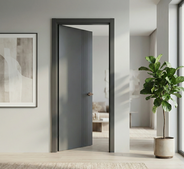 Ușă de interior ST-18 – Design vertical modern cu linii accentuate
