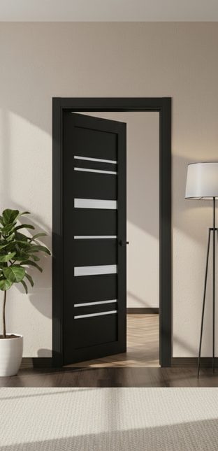 Ușă de interior T05-design cu inserții orizontale din sticlă