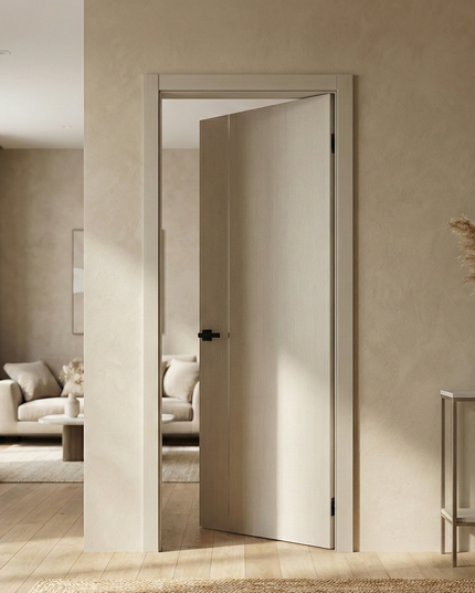 Ușă de interior PL-31 – design minimalist cu inserție verticală din aluminiu