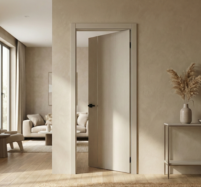 Ușă de interior PL-31 – design minimalist cu inserție verticală din aluminiu