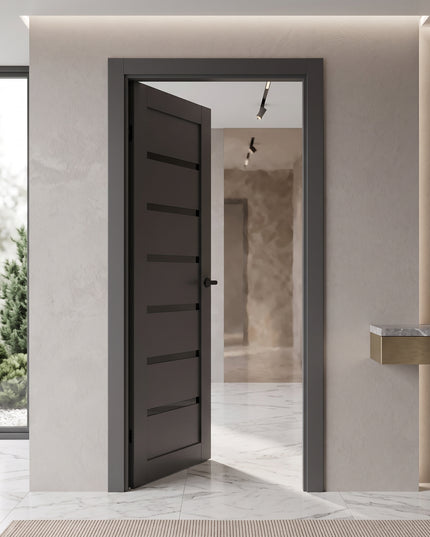 Ușă interior ML-14 Antracit cu sticlă neagră