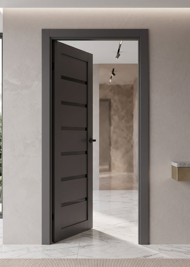 Ușă interior ML-14 Antracit cu sticlă neagră