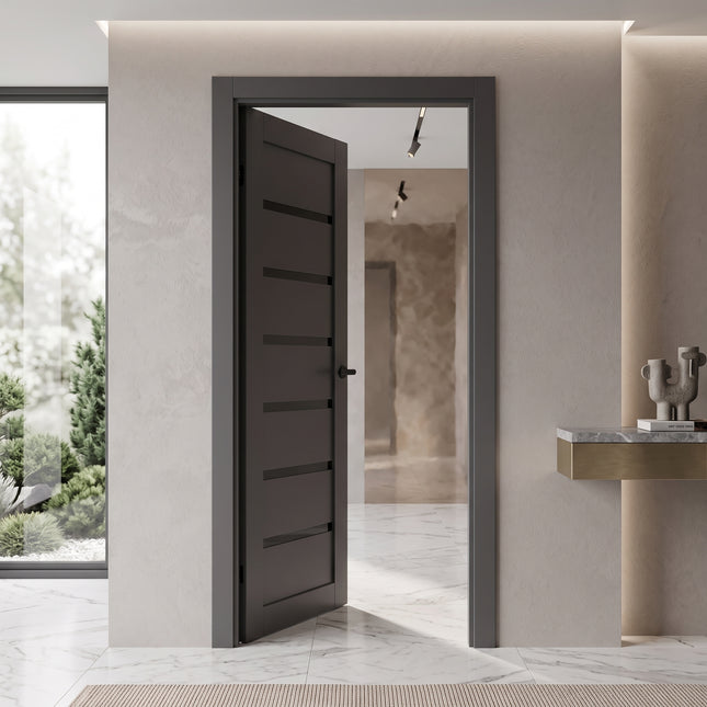 Ușă interior ML-14 Antracit cu sticlă neagră