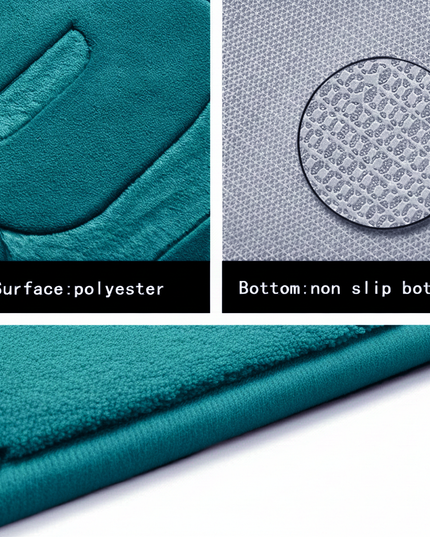 Covoraș baie cu inscripție BATH, antiderapant TRP, 45×75 cm, Albastru