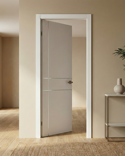 Ușă de interior PL-30 – design geometric modern cu inserții aluminiu