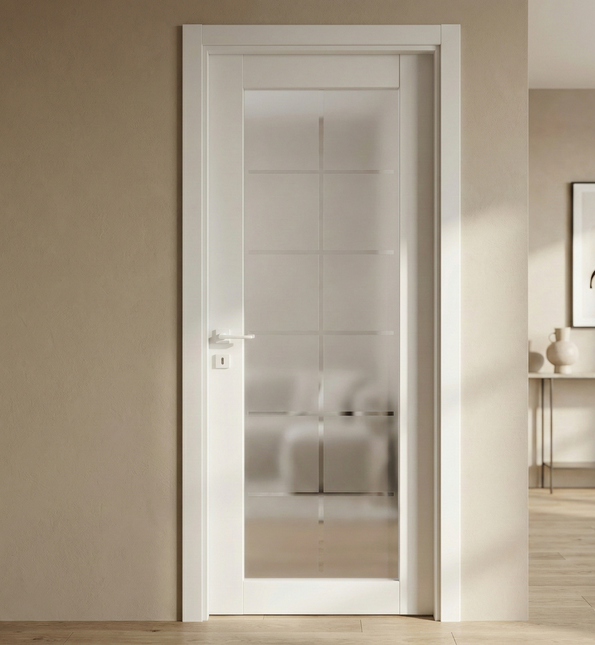 Ușă interior Loft Porto – Alb mat vopsit cu sticlă