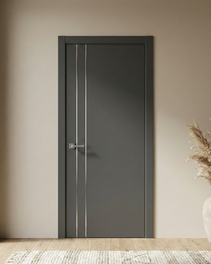 Ușă de interior PL-24 – eleganță modernă cu inserții verticale din aluminiu