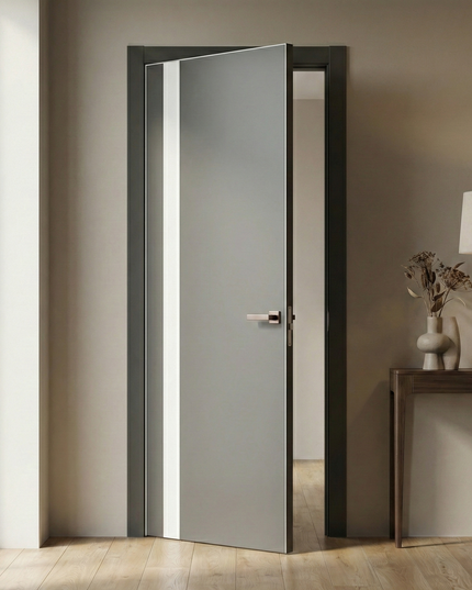 Ușă de interior PL-04 – design vertical cu sticlă aplicată
