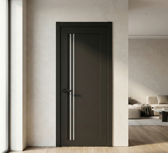 Ușă de interior T-09-cu inserții verticale din sticlă
