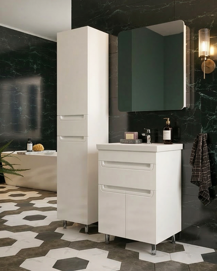 Set baie Omega – mască pe pardoseală cu lavoar ceramic